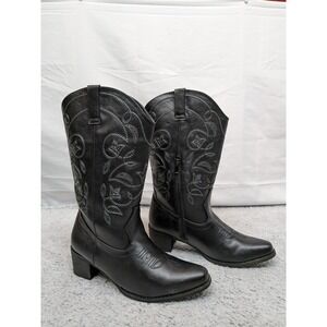 IUV Cowboy Cowgirl Boots Womens Pointy Toe Black Western Rodeo Dance Size 8 NIB*